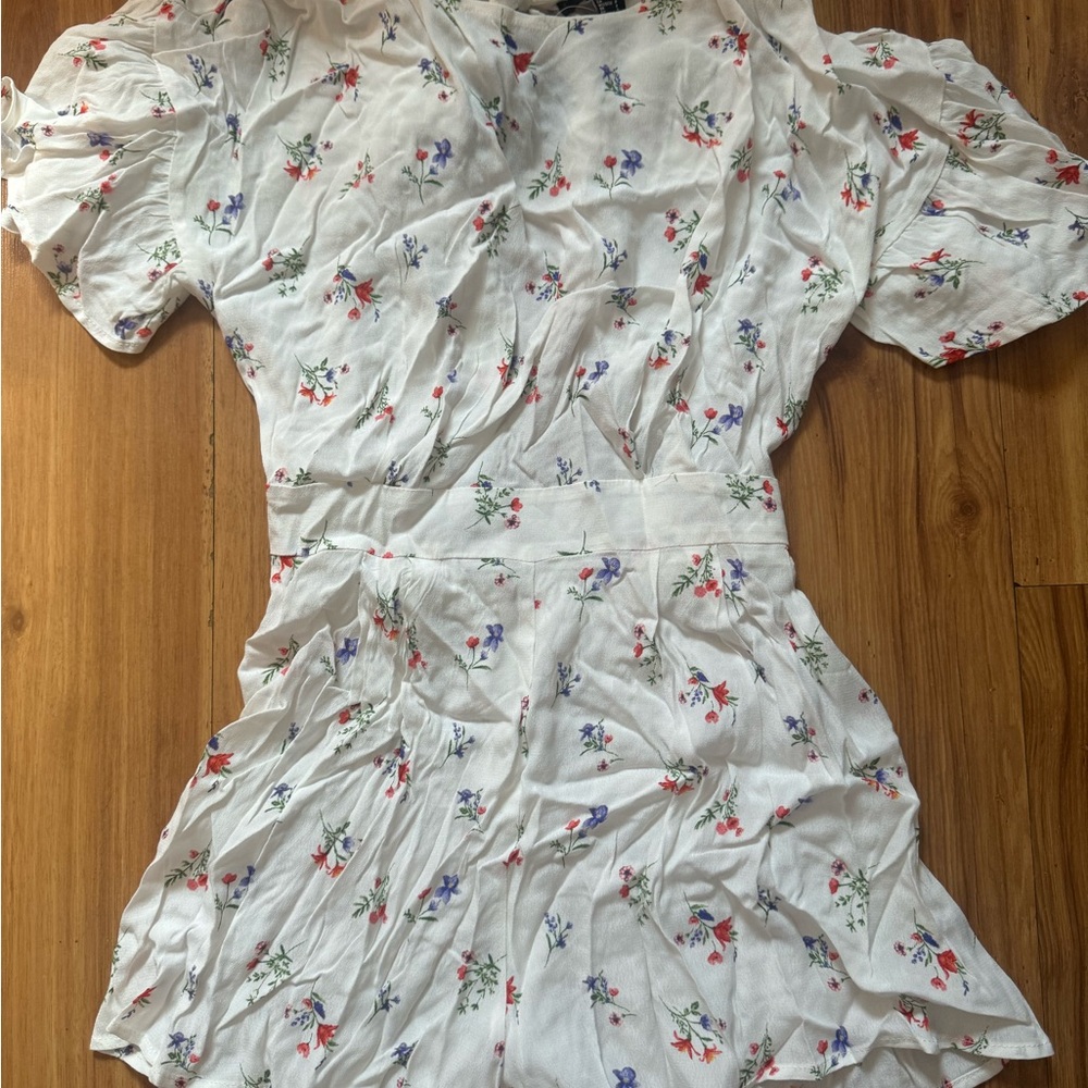 Forever 21 Floral Mini Dress - White with Red and Blue Accents